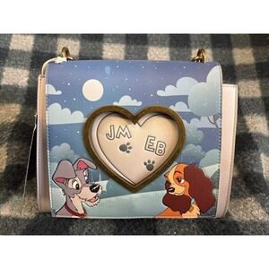 Loungefly Lady and the Tramp Heart Paw Prints Crossbody Bag (UPSIDEDOWN LOGO)